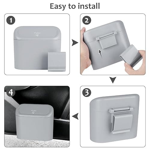Accmor Car Trash Can, Portable Vehicle Trash Bin with Lid, Mini Car Dustbin Garbage Organizer Holder with One Roll Trash Bag, Leakproof Hanging Cars Storage Bag Container for Auto, SUV, Office (Grey) thumbnail 3