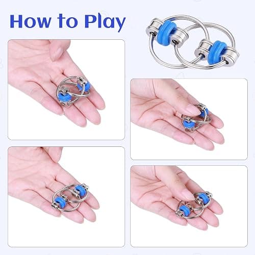 8 Pcs Sensory Fidget Toys Pack Flippy Roller Bike Chain Fidget Spinner Anxiety and Stress Relief Silent Tools Mesh Marble Acupressure Ring for Adults Teens Kids Boys Girls Easter Gifts thumbnail 5