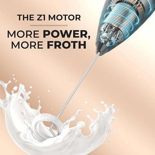 Zulay Kitchen Powerful Milk Frother Wand With 4 AA Duracell Batteries - Ultra Fast Handheld Drink Mixer - Electric Whisk Foam Maker for Coffee, Lattes, Cappuccino, Matcha & Creamer thumbnail 6