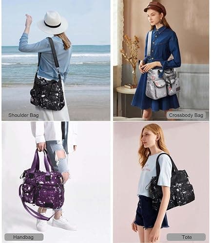 Tote Bag for Women,Multi Pockets Shoulder Handbag,Nurse Bag for Work,Large Cross body Purse,Fashion Nylon Top Handle Satchel thumbnail 2