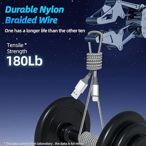 iPhone Charger 3pack 10FT Apple MFi Certified Long Lightning Cable Fast Charging High Speed Data Sync USB Cable Compatible iPhone 14/13/12/11 Pro Max/XS MAX/XR/XS/X/8/7/Plus/6S (Grey White) thumbnail 6