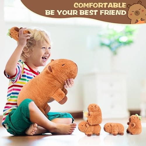 SuzziPals 5-in-1 Capybara Stuffed Animals with Babies Inside, 5Pcs Set Capybara Plush with Mommy & 4 Babies, Soft Pillow Plushies Decor, Cute 3 to 8 Year Old Girl Gift, Imaginative Play Toy (Capibara) thumbnail 2