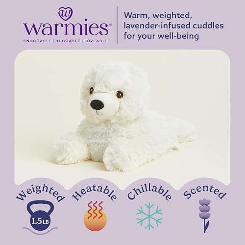 warmies Microwavable & Weighted Stuffed Animals, Seal - Heated Stuffed Animal Plushie for Warmth & Comfort - Cute Soft Plush Toys for Adults & Children (Boys, Girls, Babies & Toddlers) thumbnail 2