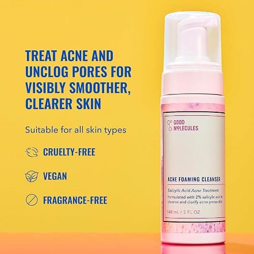 Good Molecules Acne Foaming Cleanser - 2% Salicylic Acid Foam Cleanser - Gentle Acne Face Wash with Alcohol Free Witch Hazel and Aloe - Skin Care for Face thumbnail 2