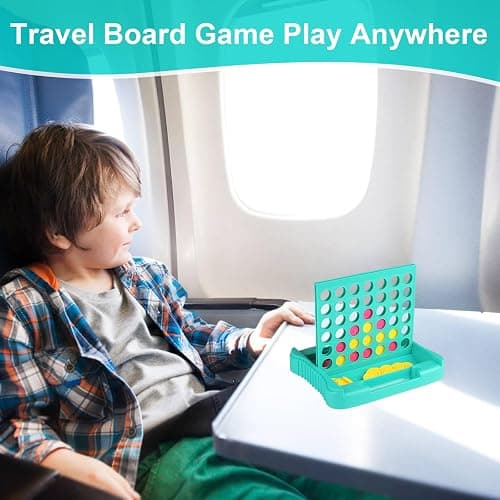 Vikutu 4 in a Row Connect Game, Travel Board Games for Kids Adults, Get 4 in a Row to Win - 9 x 7.4 inches (Green) thumbnail 4