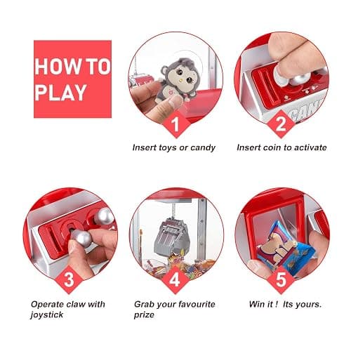 Trintion Mini Claw Candy/Sweet Grabber Machine for Kids Party Arcade Machine for Chocolate Small Toys Treats Claw Machine Game Prize Sweet Dispenser Grab Machine Coins Included (30.5cm x 22cm x 17cm) thumbnail 6