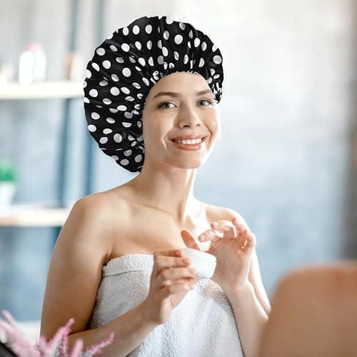 Satin Bonnet Silk Bonnet Hair Bonnet for Sleeping-Slouchy Beanie Hat Satin Sleep Cap for Women's Natural & Curly Hair(Dots) thumbnail 7