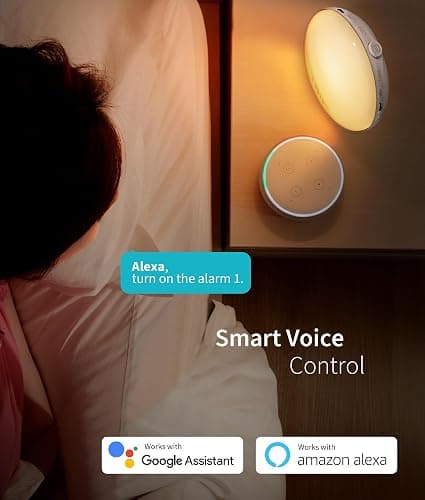 ecozy Sunrise Alarm Clock for Heavy Sleepers, Smart Wake Up Light with Sunrise/Sunset Simulation, App & Voice Controlled, Natural Sounds & FM Radio, 4 Alarms & Snooze, 8 Colors Night Light for Bedroom thumbnail 4