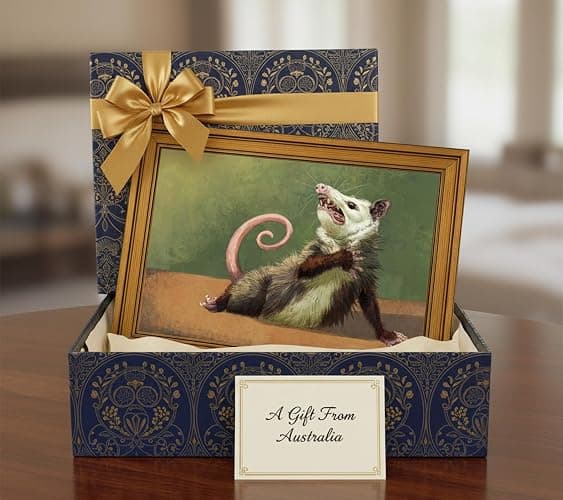 Gold Framed Funny Opossum Canvas Wall Art Humor Opossum Painting Picture Wall Decor Quirky Animal Poster Print Artwork for Living Room Bedroom Home Office Decroation 9x11in thumbnail 9