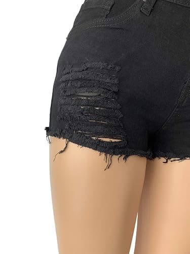Aodrusa Womens Ripped Denim Shorts Mid Rise Body Enhancing Curvy Cutoff Distressed Jeans thumbnail 2