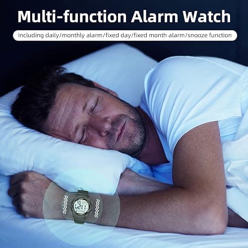 Beeasy Men Digital Sports Watch,Waterproof Watch with Stopwatch Countdown Timer Alarm Function Dual Time Rubber Strap Wrist Watch for Men/Student thumbnail 8