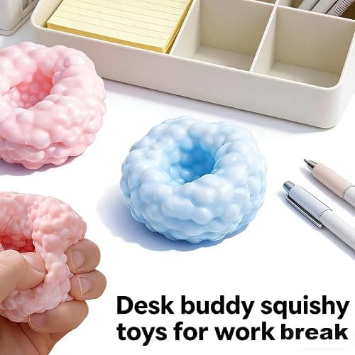 2-Pack Crunchy Squishy Stress Ball, Slow-Rebound Sensory Squeeze Balls, Relieve Anxiety, Improve Focus, Satisfying Desktop Stress Relief Toys (Pink and Blue) thumbnail 6