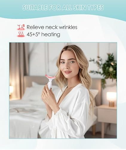 ELISHINE 7 Color Neck Face Massager - Facial Massager Tool for Skin Care at Home, Vibrating Face Massager with Thermals, Galvanic Machines White thumbnail 7