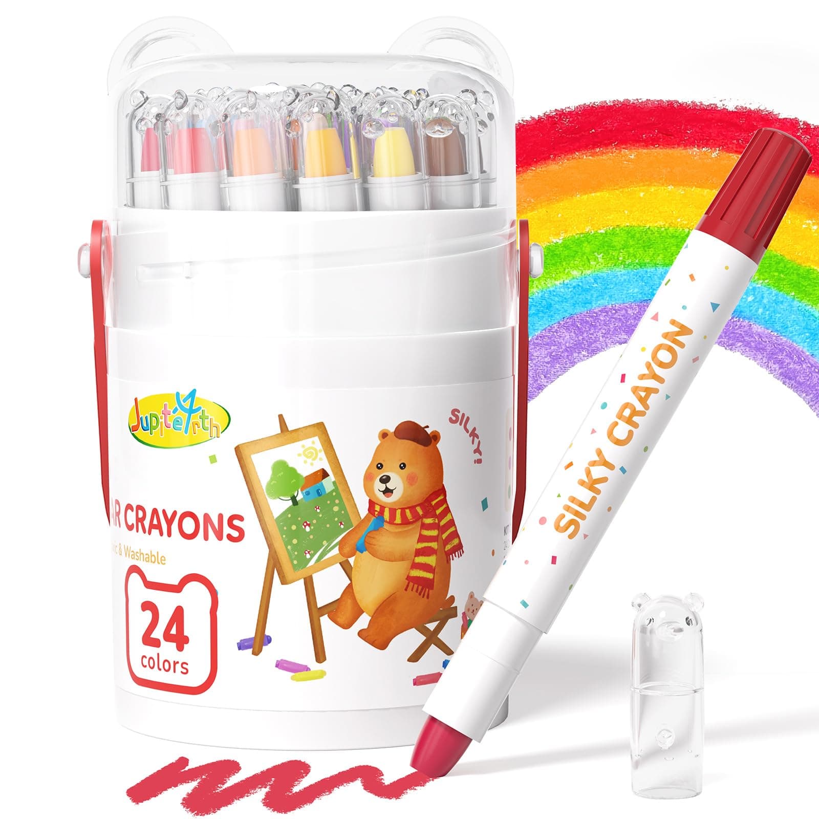 24-Color Crayons for Toddlers 1-3 and Kids 4-8, Non-Toxic Washable Crayons, Ultra-Silky Easy-Grip Art Supplies, Ideal Coloring Boys and Girls - Image 1