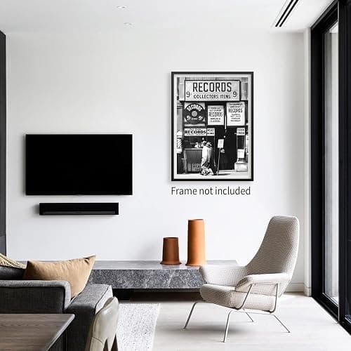 VERENIX Fashion Black And White Photography Wall Art Vintage Preppy Record Shop Poster Retro Trendy Music Art Aesthetic Canvas Print for Music Lovers Gifts 12x16 inch Unframed thumbnail 7