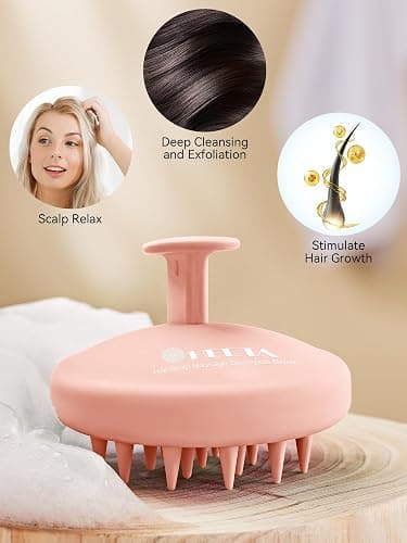 HEETA Scalp Massager Hair Growth, Scalp Scrubber Exfoliator with Soft Bristles, Integrated Silicone Design for Dandruff Removal & Relax, Shampoo Brush Fit Wet Dry Hair Use, New Pink thumbnail 5