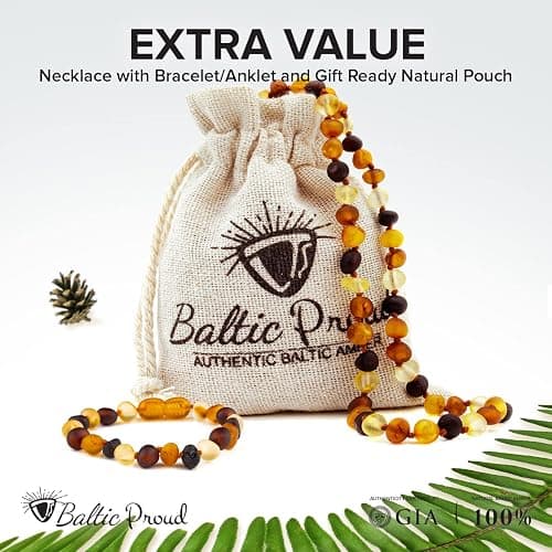 Baltic Proud Raw Amber Necklace and Bracelet Gift Set (Unisex Multi 12.5 Inches/5.5 Inches) - Certified Premium Quality Sea thumbnail 5
