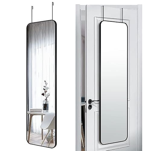 SCWF-GZ 47x14 Mirror Rectangle Full Body Length Door Hanging Wall Mounted Metal Frame Dressing Make-up Mirrors for Entryway Bedroom Bathroom Living Room 47 14 inch Black - Black - 47"L x 14"W - Image 1