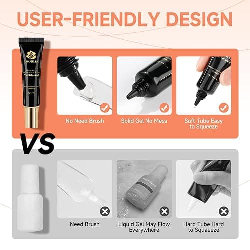 UNA GELLA Solid Nail Glue Gel 15ml Lamp Curing Needed Solid Soak Off U V/LED Lamp Required Super Strong Glue for Fake Acrylic Soft Gel Nail Tips Press On Nails Art Extension thumbnail 4