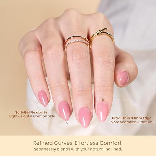 Beetles Gel Nail Tips Flat-X - Almond Short, 320pcs 16 Sizes, Pre-Etched Half Matte Full Cover Soft Acrylic Press on False Nail Extension Tips Easy DIY Salon for Flat & Natural Nail Beds thumbnail 4