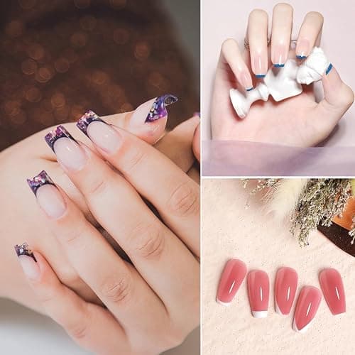 French Tip Nail Stamp Nail Stamper Clear Silicone Nail Stamping Kit Nail Stamper Kit French Nail Stamper with Scraper Nail Art Brushes for French Manicure Home DIY Nail Salon 5 Pcs thumbnail 6