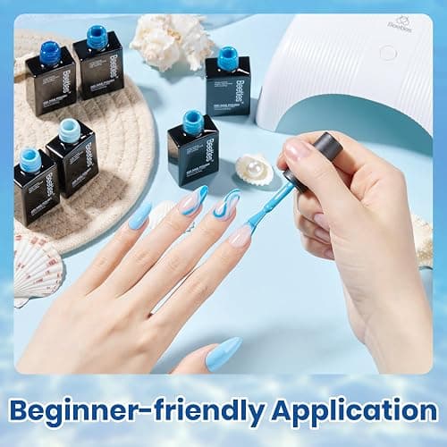 Beetles Blue Gel Polish Set, Ocean Range, 6 Colors Blue Gel Nail Polish Set | Light Dark Navy Blue Shades, Soak-Off UV LED, Long-Lasting Nails Art for Salon, Home DIY & Holiday Manicures thumbnail 5