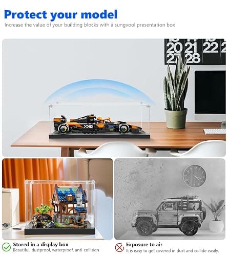 iCUANUTY Acrylic Display Case for Lego Speed Champions F1 Team Race Car Toy, Dust-Proof Display Box for Lego 77242-77251,Size:8.66×4.33×3.15 in(NOT Included The Model) thumbnail 4