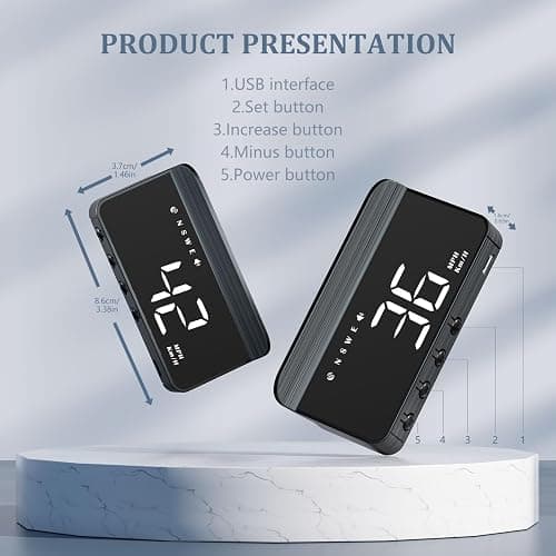 Liiiyuan M1 White Windshield Projection Heads Up Display, Digital GPS Speedometer with Speed, Travel Direction Function, and Overspeed Alarm, Fatigue Driving Alarm， Suitable for All Vehicles thumbnail 8