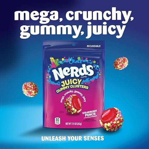 NERDS Juicy Gummy Clusters, Strawberry Punch, Juicy and Gummy Candy, 1 Stand Up Bag, for Snacking and Sharing, 7.15 oz thumbnail 3