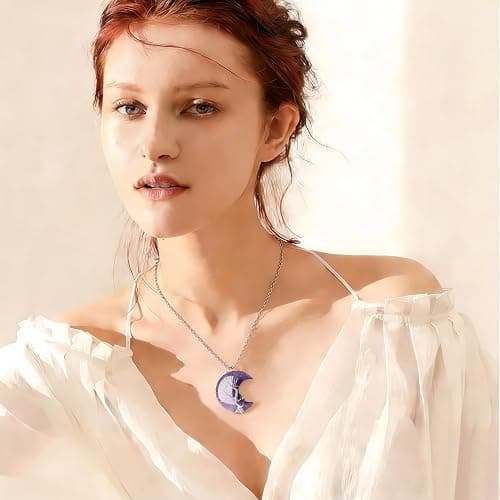 XIANNVXI Necklaces for Women Crescent Moon Pendant Necklace Tree of Life Wire Wrapped Crystal Necklaces Natural Gemstone Quartz Jewelry for Women thumbnail 3