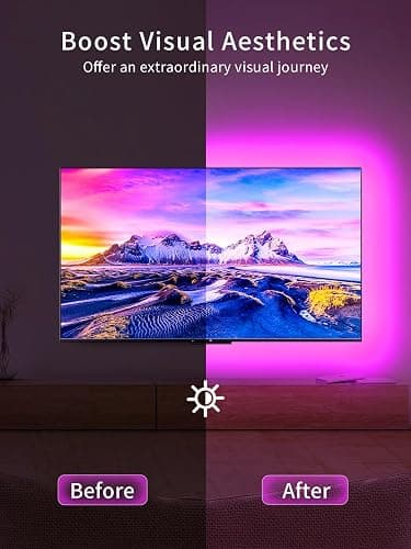 KANTUTOE TV LED Lights, 11.5ft LED Lights for 32-55 Inch TV, RGB TV Backlight Behind with Remote, Music Sync Bluetooth APP Control Strip Lights USB Powered for Bedroom, PC, Gaming Monitor thumbnail 3