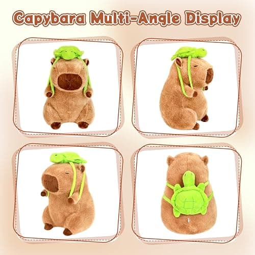 Loskv Capybara Plush 11.8 inch with Turtle Backpack Soft Capybara Stuffed Animals Capybara Hugging Gifts Capybara Doll Pillow for Kids Girls Toys (Turtle Capybara Brown 11.8 inch) thumbnail 3