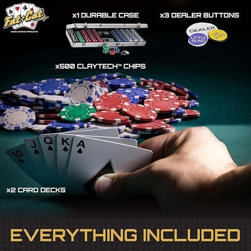 Fat Cat 11.5 Gram Texas Hold 'em Claytec Poker Chip Set with Aluminum Case, 500 Striped Dice Chips thumbnail 5