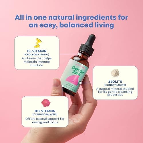 JoySpring DetoxZee Zeolite Drops for Kids – Clinoptilolite with Vitamin D3 & Cyanocobalamin Vitamin B12 – Natural Berry Flavor Liquid | 30 Servings thumbnail 6