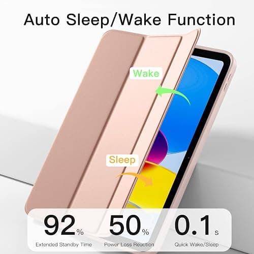 Dirrelo for iPad (A16) 11th Generation Case 11 Inch 2025 New, for iPad 10th Generation Case 10.9 Inch 2022 with Pencil Holder, Soft TPU Protective Trifold Stand Cover, Auto Sleep/Wake, Rose Pink thumbnail 4