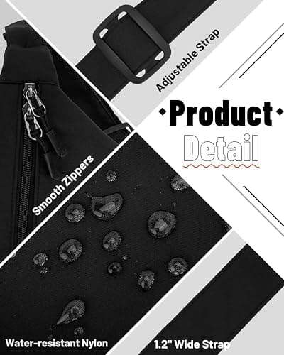 Crossbody Sling Bag for Women Men Trendy, Crescent Bag with Adjustable Strap, 2 Zippers Lightweight thumbnail 5