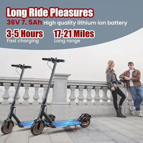 Electric Scooter for Adults, 8.5" Solid Tires, 350/500W Motor, 16/19MPH Max Speed & 12/21 Miles Range, Portable Foldable E-Scooter with Smart APP, Cruise Control, Dual-Brake System（Two Models） thumbnail 3