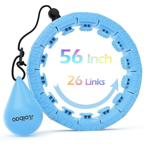 JLoibao Weighted Hula Circle with 26 Links(56 Inch) for Adults Weight Loss, Infinity Fitness Hoop Plus Size, for Women Smart Exercise Equipment - 26Links-Blue - Image 1