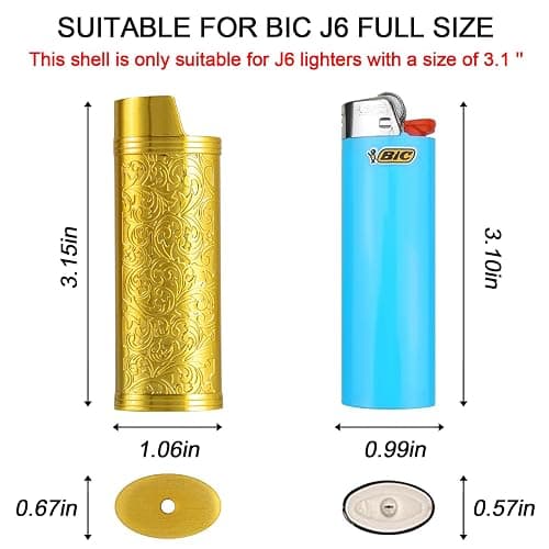 Vintage Metall Zigarettenetui mit J6 Feuerzeug Metallgehäuse, hält 12pcs 100mm Zigaretten, kann auch für RFID-Kreditkarte und Bargeld Organisatoren verwendet werden (Perlgold, 12pcs 100's) thumbnail 2