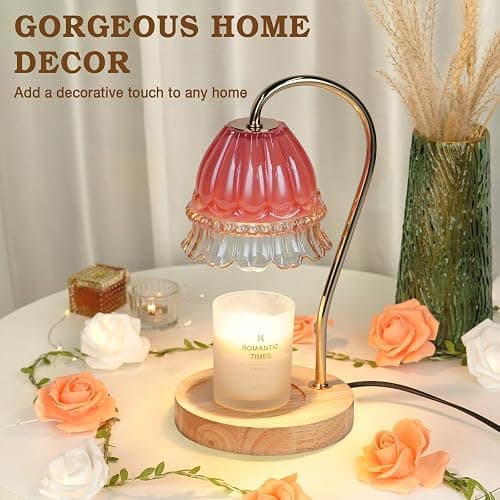Flower Candle Warmer Lamp with Timer, Wax Warmer, Height Adjustable, Birthday Gifts for Women, Mom, Sister, Candle Lamp Warmer Christmas Gifts, Electric Dimmable Candle Warmer, Vintage Home Decor thumbnail 5