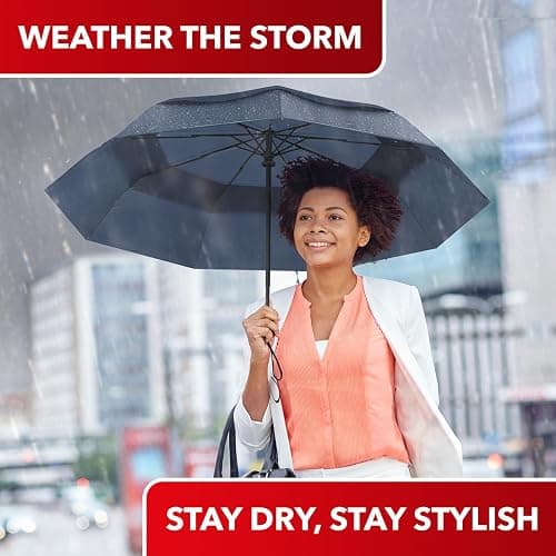 Repel Umbrella Windproof Travel Umbrellas for Rain - Easy Auto Open Close, Durable & Compact Umbrella, Strong Fiberglass Frame, Waterproof Canopy - Backpack, Purse, Portable Umbrella for Travel - F. Navy Blue - Travel thumbnail 6