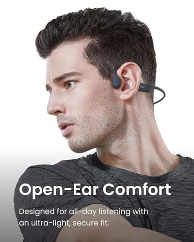 Shokz OpenRun (AfterShokz Aeropex) - Open-Ear Bluetooth Bone Conduction Sport Headphones - Sweat Resistant Wireless Earphones for Workouts and Running - Built-in Mic, with Headband (Black) thumbnail 2