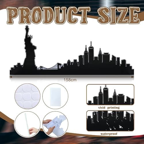 Chunful 5.2 Ft New York City Skyline Cardboard Stand Up Cutout Life Size Patriotic New York City Themed Party Decor Backdrop Photo Props Statue of Liberty Standup for Patriot Day Veterans Labor Day thumbnail 3