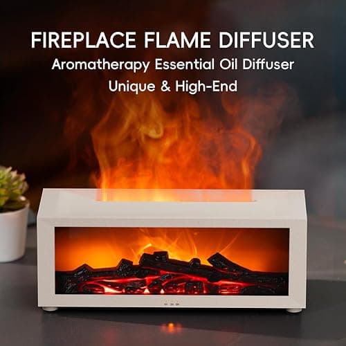 YALEDI Essential Oil Diffuser, 7 Colors Fireplace Fire Flame Aromatherapy Diffuser, 150ml Ultrasonic Humidifier, Scent Aroma Diffuser with Remote Control & Timer for Home,Bedroom,Office,Yoga (White) thumbnail 2