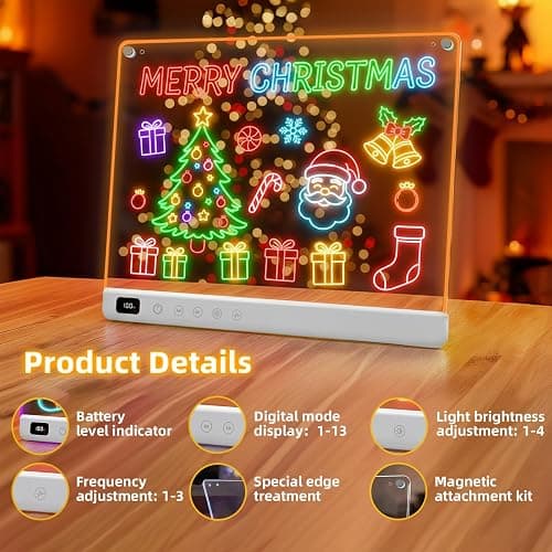 Lumiboard Led Drawing Board with 13 Light Effects, 16" Rechargeable Glow Doodle LED Note Board with Colors, Neon Light Up Drawing Tablet Gifts for Kids for Easter Birthday Christmas Gift Ideas thumbnail 4