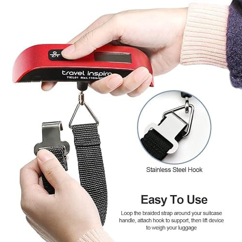 travel inspira Luggage Scale, Portable Digital Hanging Baggage Scale for Travel, Suitcase Weight Scale with Rubber Paint, 110 Pounds, Battery Included thumbnail 3