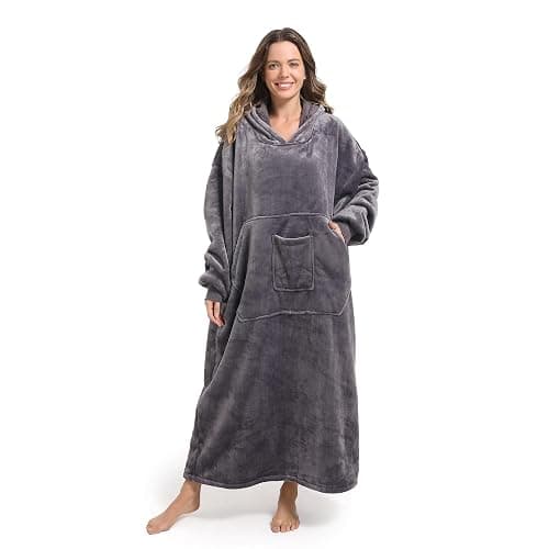 FUSSEDA Oversized Wearable Blanket Sweatshirt, Thick Warm Fleece Cozy Sherpa Hooded with Pockets and Sleeves Gift for Adult - Image 1