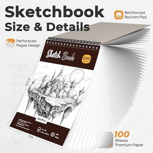Nicpro 37PCS Art Drawing Supplies Kit, Metal Mechanical Pencil Set 0.5, 0.7, 0.9 & 2mm, 100 Sheets 9x12 Sketch book, 288PCS Leads, School Supplies Drawing Kit for Artist Adults Teens Kids Sketching thumbnail 3