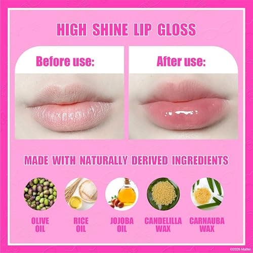 Barbie 7 Piece Plant Based Lip Gloss, Girls Party Favors, First Makeup Set for Girl, Perfect for Parties, Sleepovers, and Birthday Gifts, Ages 3+, by Townley Girl thumbnail 3