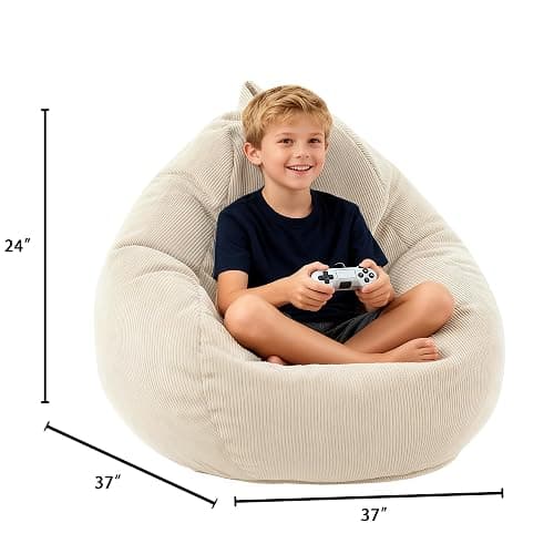 LPMOERA Bean Bag Chair Memory Foam Bean Bag Chairs for Kids/Teens with Filling Round Kids Bean Bag Chair for Living Room Bedroom College Dorm Reading Chair thumbnail 3